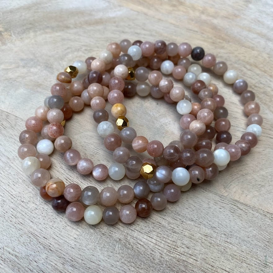 Sunstone Gemstone Stacking Bracelet