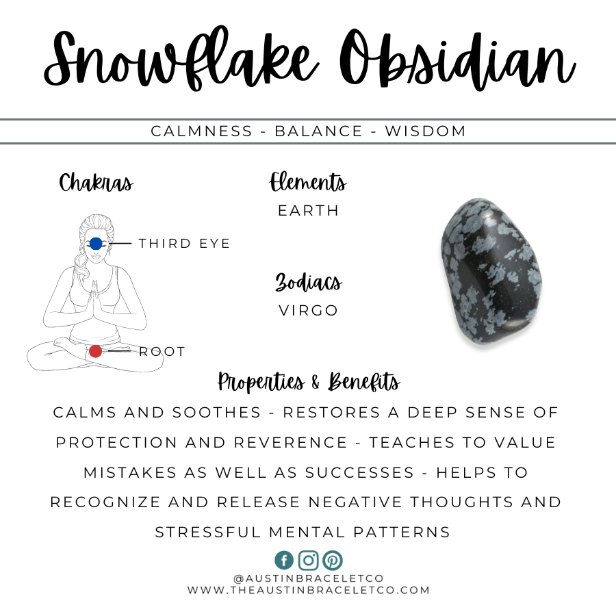 Balanced & Focused | Snowflake Obsidian & Antiqued Silver Diffuser Bracelet