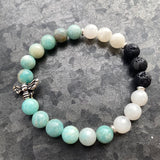 Calm & Open | Amazonite & Moonstone Diffuser Bracelet Set