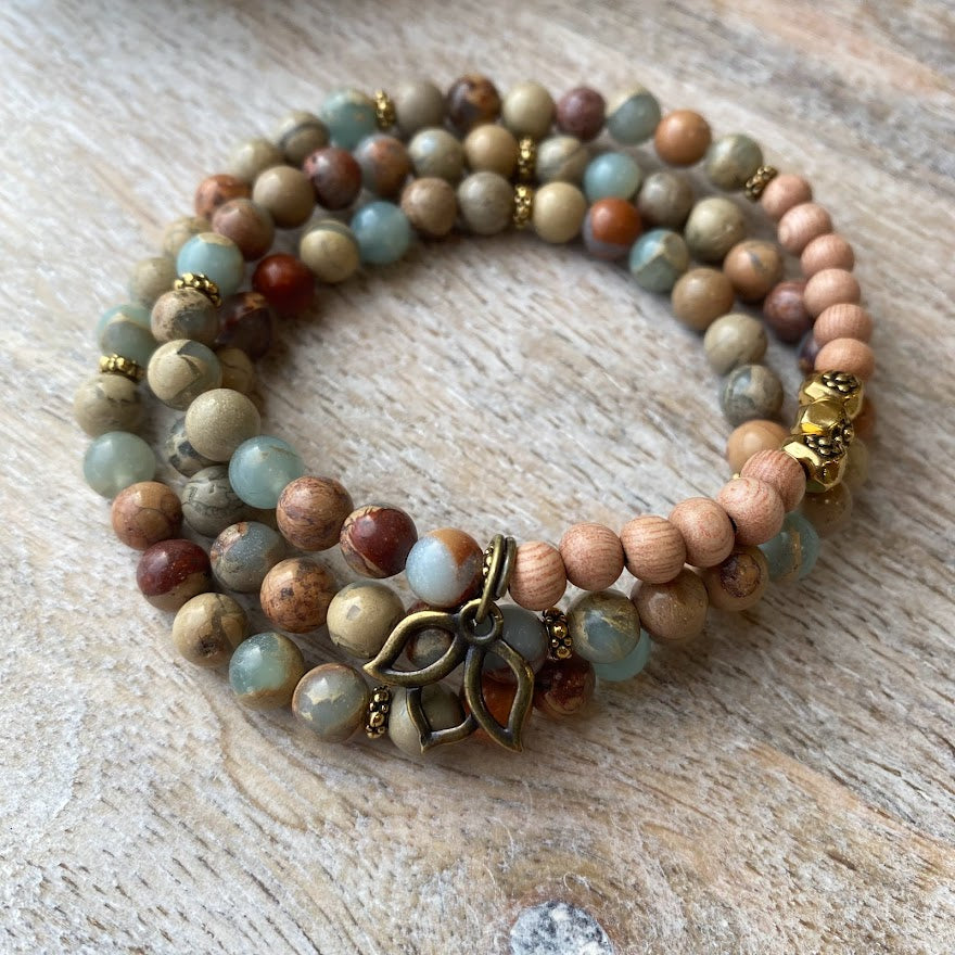 Cherry Quartz and Rosewood Wrist Mala – Japa Mala Beads