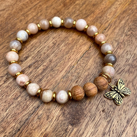 Butterfly Charm | Sunstone & Bayong Wood Diffuser Bracelet