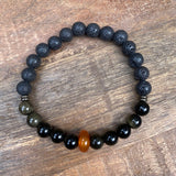 Free to Be | Red Agate & Obsidian Men's Diffuser Bracelet