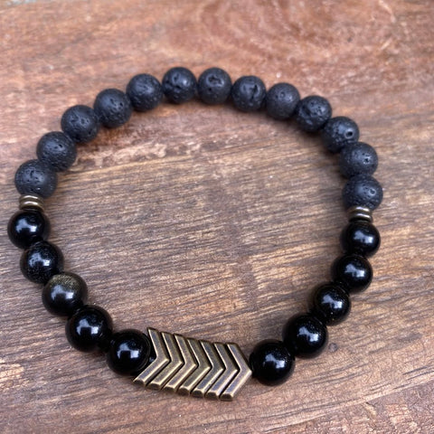 Clear Path | Obsidian & Lava Bead Men's Diffuser Bracelet