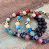 Kind Vibes | Multi Gemstone & Lava Bead Lotus Diffuser Bracelet