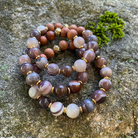 Hill Country | Botswana Agate & Bayong Wood Diffuser Bracelet