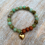 Happy Heart | Chrysoprase & Bayong Wood Gold Heart Charm Diffuser Bracelet