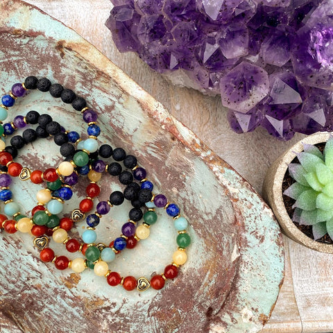Double Rainbow | Natural Gemstone Chakra Balancing Diffuser Bracelet