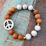 Peace | White Turquoise & Bayong Wood Diffuser Bracelet